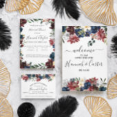 Navy Bloemen RSVP Herinnering Briefkaart