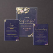 Elegante Navy Gold Blush accenten bruiloft Folie Uitnodiging (Personaliseer de collectie van deze zelfstandige maker.)