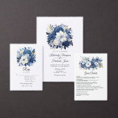 Navy en witte bloemenbruiloft kaart (Personaliseer de collectie van deze zelfstandige maker.)