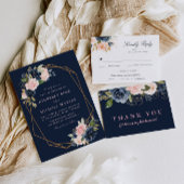 marine en bloesem roze bloemenwelkom bruiloft spandoek