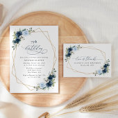 Marine Bloemen, Blauwe Bloemen, Groen, Zoet 16 All In One Uitnodiging