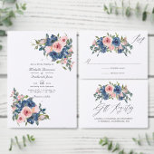 Waterverf Navy en Blush Bloemen Bruiloft Welkom Poster (Personaliseer de collectie van deze zelfstandige maker.)