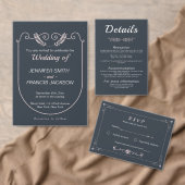 Elegant Classy Navy en Roze Bruiloft Save The Date (Personaliseer de collectie van deze zelfstandige maker.)