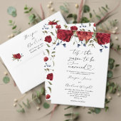 Bourgondische bloemenbruiloft QR-code RSVP-kaart RSVP Kaartje (Personaliseer deze collectie van deze onafhankelijke maker. Test)