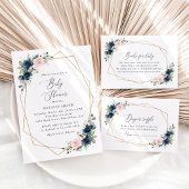 Navy Blue Flowers, Roze Flowers, Baby shower Bedankzakje