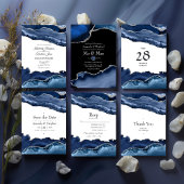 Navy en Silver Agate Wedding Kaart