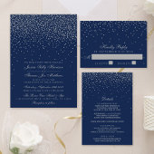 Navy Blue en Glam Silver Confetti Wedding Drieluik Programma