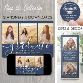 1 Foto Afstuderen Elegant Navy Blauw en Wit Save The Date