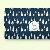 Navy Blue Winter Trees Inpakpapier Vel