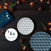 Marineblauwe Winterbomen Cadeaupapier