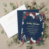 Navy blue | Burgundy Red Bloom Weddenschap Gastenboek (Personaliseer deze collectie van deze onafhankelijke maker. Test)