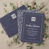 Navy Blauwe Zilveren Bloemige Bedankt Trouw Folie Kaarten (Personaliseer deze collectie van deze onafhankelijke maker. Test)