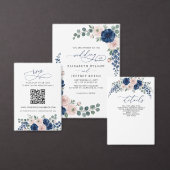 Marineblauwe en Blush Bloemige Moderne Trouwdag Button Flesopener (Personaliseer de collectie van deze zelfstandige maker.)