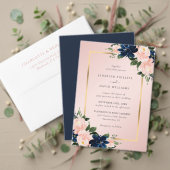 Navy Blue Blush en Gold Wedding Save the Date (Personaliseer deze collectie van deze onafhankelijke maker. Test)
