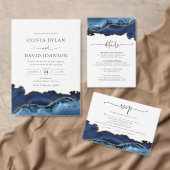 Navy Blue en Gold Agate Wedding Program Hand Fan Handwaaier (Personaliseer de collectie van deze zelfstandige maker.)