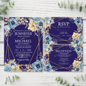 Navy Blue en Gold Menu Keuzes RSVP Response Kaart (Personaliseer de collectie van deze zelfstandige maker.)