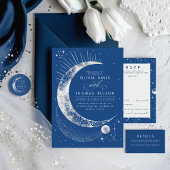 Crescent Moon Sun Halo hemelse bruiloft foto Drieluik Uitnodiging