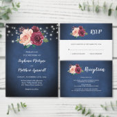 Navy Blauw Blush Bourgondië Roos String Licht Brui Ronde Sticker (Personaliseer de collectie van deze zelfstandige maker.)