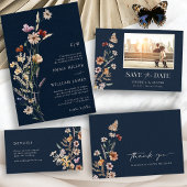 Navy Blue Boho foto slaat de datum op Save The Date