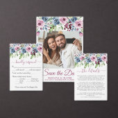 Navy Wine Floral Wedding QR Code Response Kaart (Personaliseer de collectie van deze zelfstandige maker.)