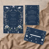 Navy Blue Elegant Wildflower Bruiloft Save the Dat Kaart (Personaliseer de collectie van deze zelfstandige maker.)
