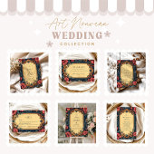 Navy Blue Floral Wedding Art Nouveau Bedankkaart