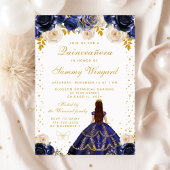 Navy Blue Floral Princess Quinceañera Welkom Poster