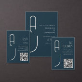 Navy Blue Matte Simple Minimal Formal Wedding Uitnodigingen Wikkel (Personaliseer de collectie van deze zelfstandige maker.)