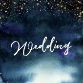 Navy Blauw Ombre Goud Glitter Bruiloft RSVP Uitnodiging Briefkaart