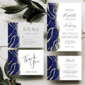 Elegant Navy Blue Gold Ink Wedding Menu