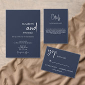 Marine blauw eenvoudig elegant gereserveerd teken kaart (Personaliseer de collectie van deze zelfstandige maker.)