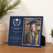 Navy Blue aangepaste naam Laurel krans Afstuderen Ronde Button 3,2 Cm