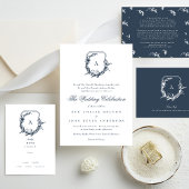 Klassieke Navy Blue monogram kuif Foto Save The Date