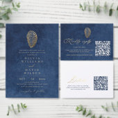 Moderne Navy Blauwe Naamse Bruiloft Kaart (Personaliseer de collectie van deze zelfstandige maker.)