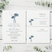 Blue Tropical Palm Tree Wedding Informatiekaartje (Personaliseer de collectie van deze zelfstandige maker.)