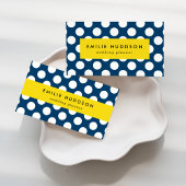 Navy Blue Polka Dots, Polka Dot Pattern, Stippen Mini Visitekaartje