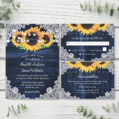 Navy Blue Sunflower Wedding Save the Date Briefkaa Aankondigingskaart (Personaliseer de collectie van deze zelfstandige maker.)