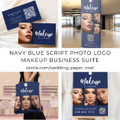 Navy Blauwe Witte Script Logo Foto Make-up Studio Tote Bag
