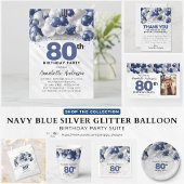 Budget Blauw Zilveren Ballon Glitter 80ste Verjaar
