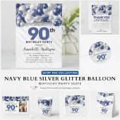 Glam Navy Blauw Zilveren Ballon Glitter Welkom Spandoek