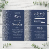 Moderne Navy Blauwe Zilveren Glitter Bruiloft (Personaliseer de collectie van deze zelfstandige maker.)