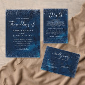 Elegante Navy Blue Sparkle Wedding Gastenboek (Personaliseer de collectie van deze zelfstandige maker.)