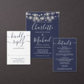 Slingerende Lichtjes Handtekening Script Navy Blau Papieren Bordje (Personaliseer de collectie van deze zelfstandige maker.)