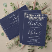 Wou dat je hier was String Lights Navy Blue Reclamebord Met Voetstuk (Personaliseer deze collectie van deze onafhankelijke maker. Test)