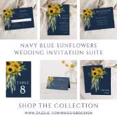 Elegant Navy Blue Floral Wedding Plaatskaartje