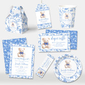 Marineblauwe teddybeer baby jongen douche gunst do bedankdoosjes