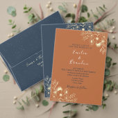 Boho Burnt Sinaasappel Wedding Invitation Kaart (Personaliseer deze collectie van deze onafhankelijke maker. Test)