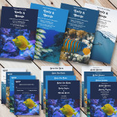Navy Blue Underwater Zee Fish Kustbruiloft Save The Date