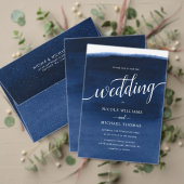 Navy Blue Waterverf Wedding Kaart (Personaliseer deze collectie van deze onafhankelijke maker. Test)