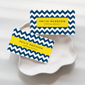 Navy zigzag, Navy Chevron, Geometrisch patroon Vierkante Visitekaartje